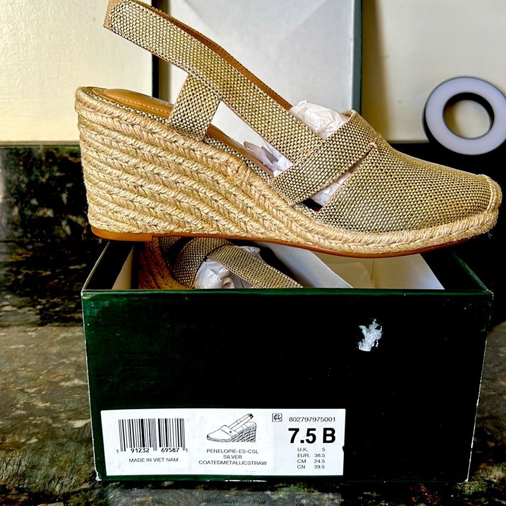 LAUREN RALPH LAUREN PENELOPIE WOMENS WEDGE SLIP ON ESPADRILLE HEELS SIZE 7.5B